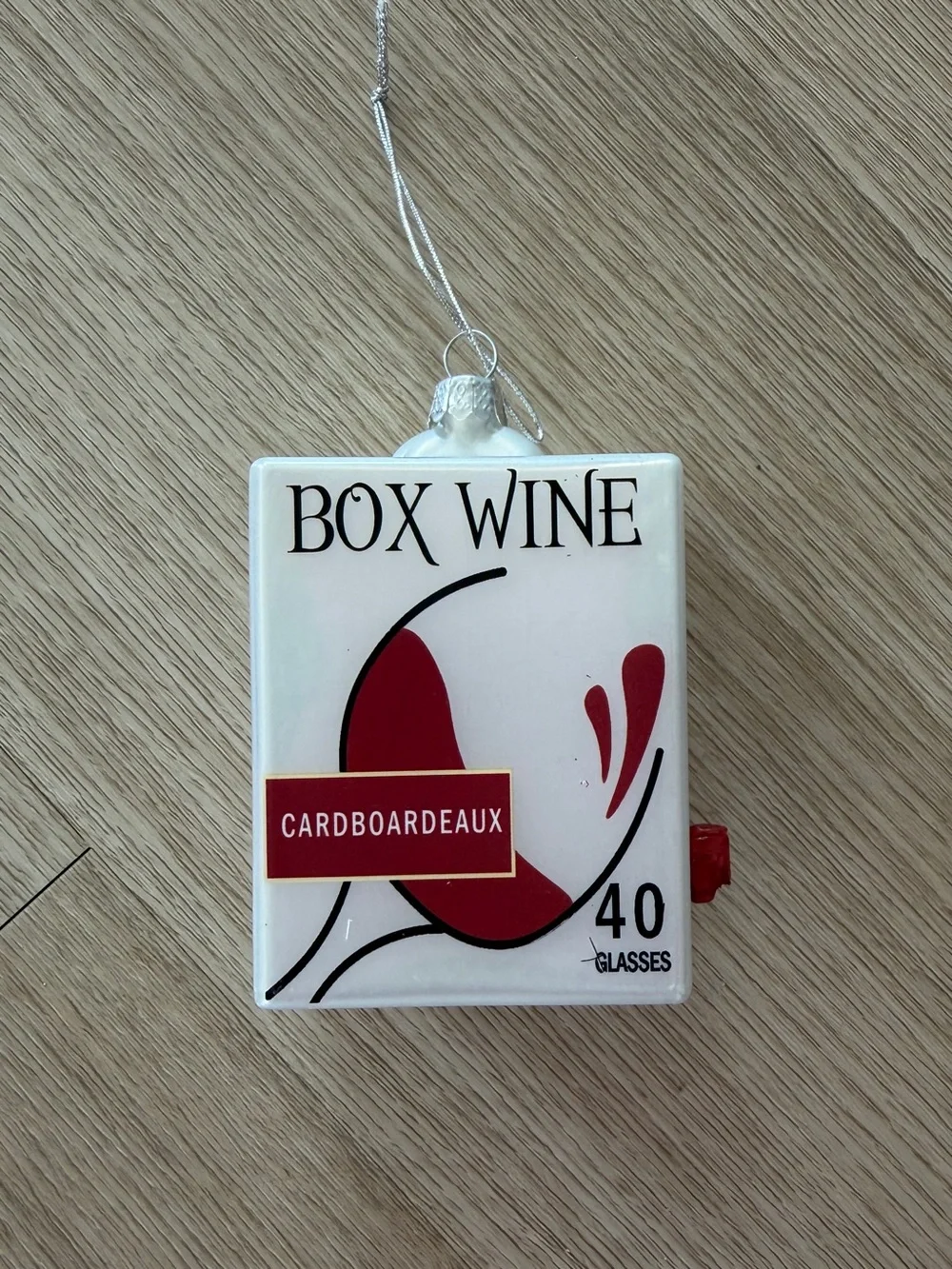 Cody Foster Boxed Red Wine Glass Ornament CARDBOARDEAUX (peel on back, see pics)
